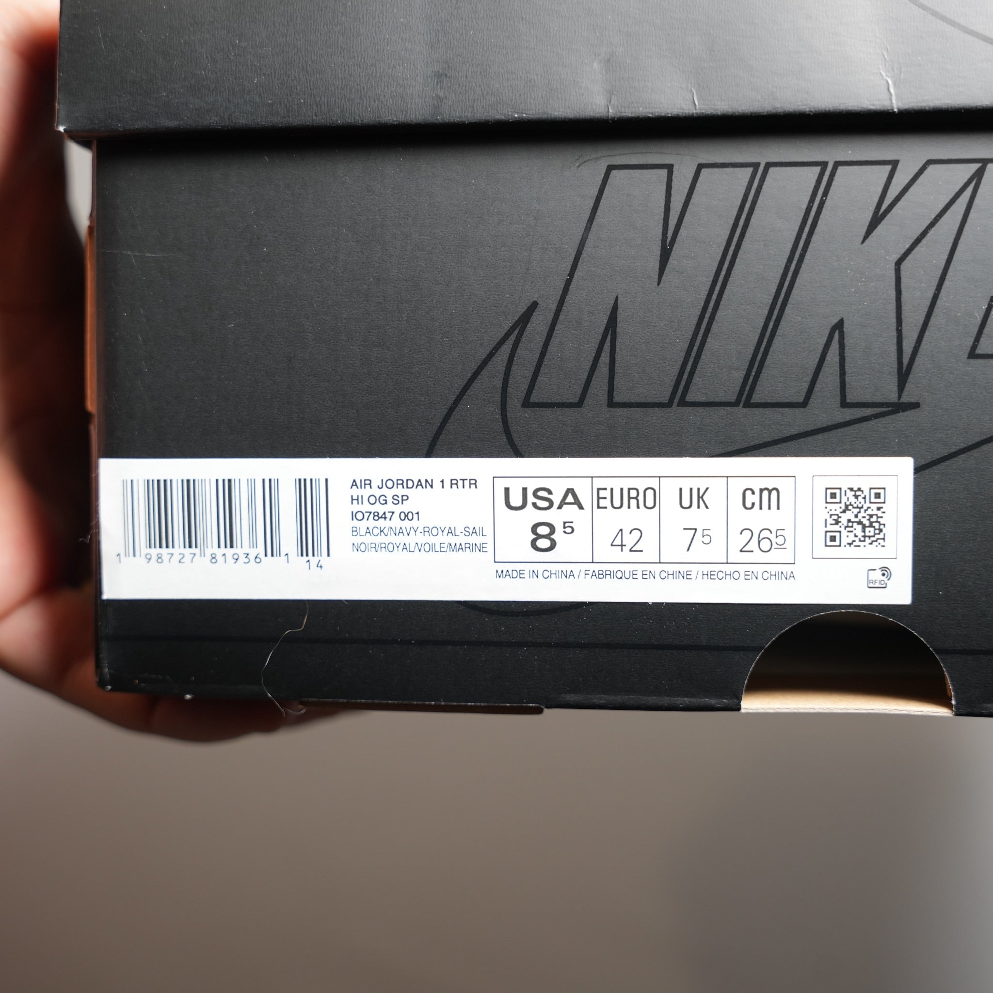 Air Jordan 1 Retro High OG SP Fragment x Union LA 'Sport Royal' [SZ 8.5]