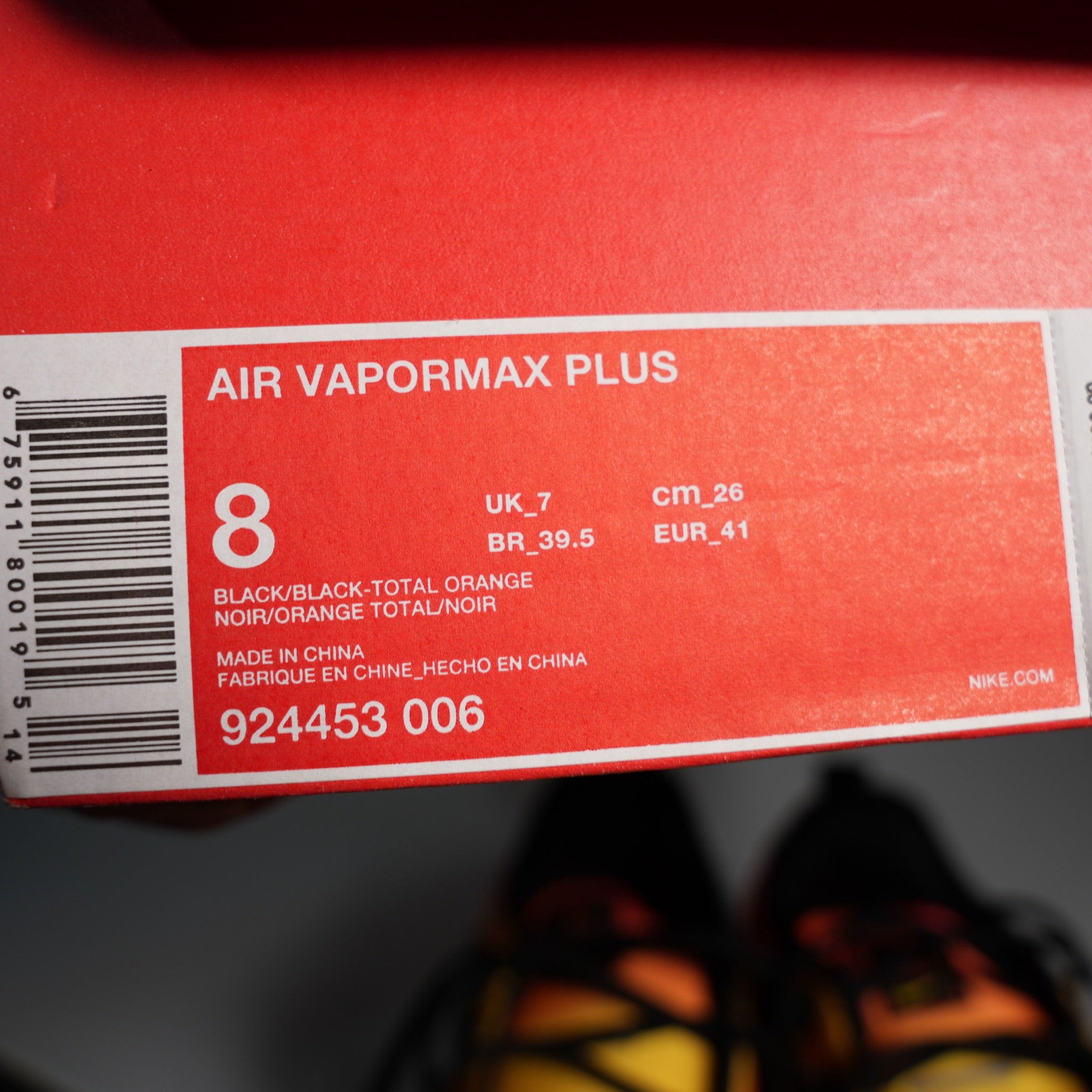 Nike Air VaporMax Plus Black Orange Crimson